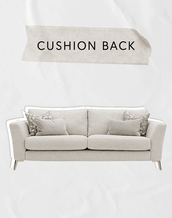 A cream coloured fabric sofa with cushion back