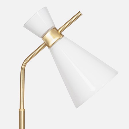 White Glass & Gold Metal Waisted Table Lamp image