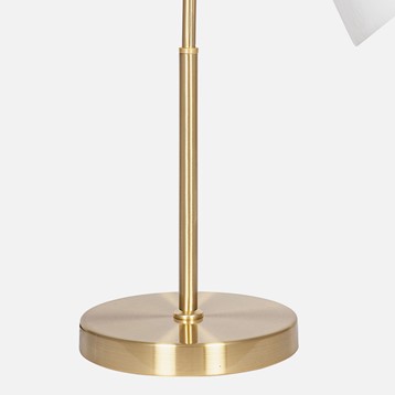 White Glass & Gold Metal Waisted Table Lamp Image