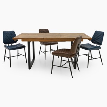 Detroit Extending Dining Table & 4 Starley Chairs Set Image