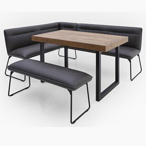 Detroit 135cm Dining Table, Marx Corner Bench & Low Bench Set Image