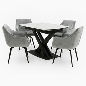 Gabriel Extending Dining Table & 4 Nyx Chairs Set Image